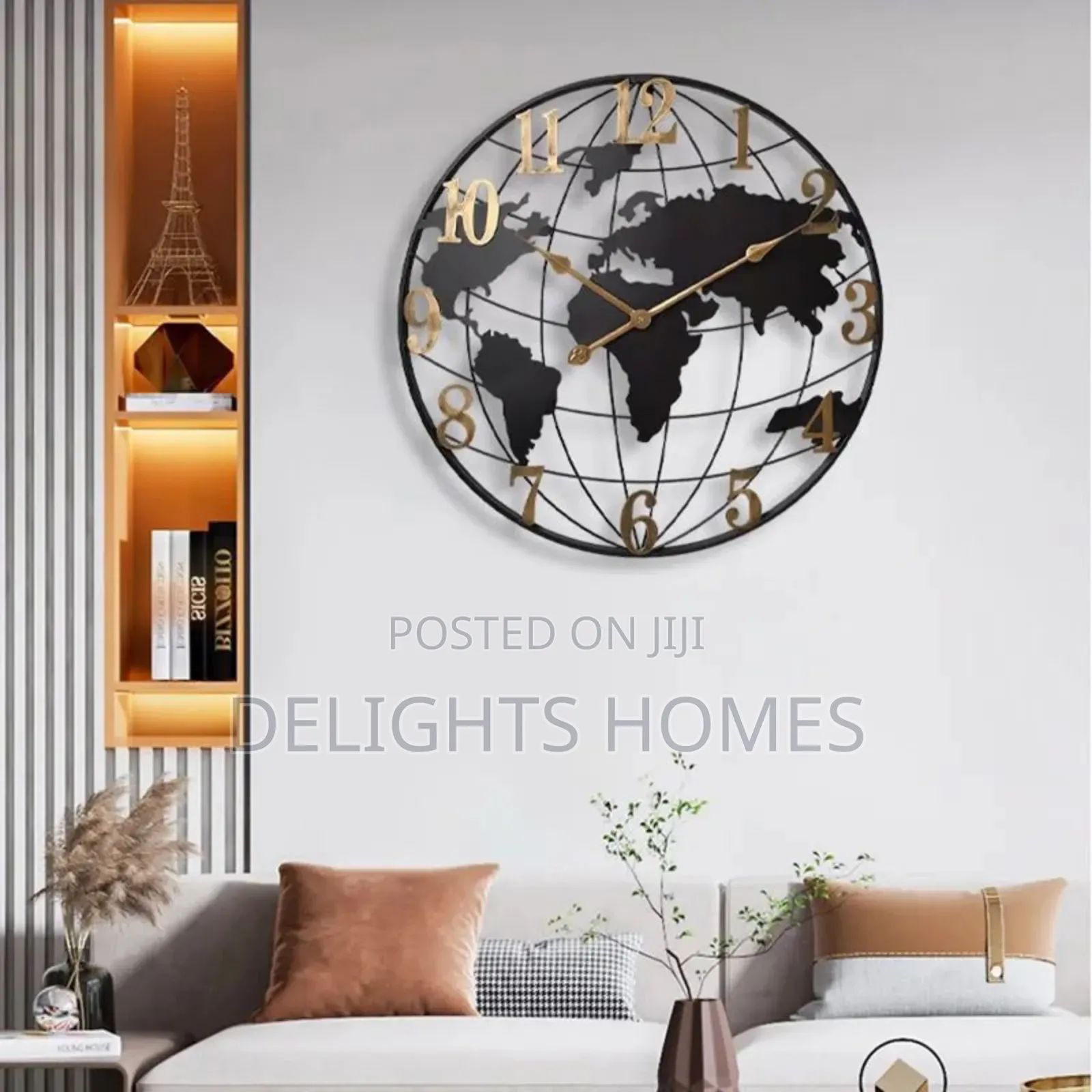 Large World Map Wall Clock _Lux