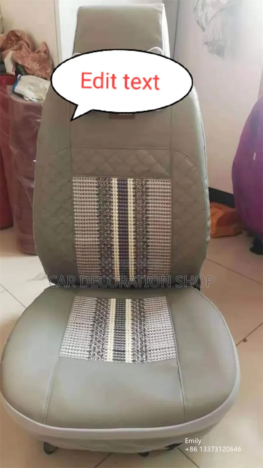 Grey Leather Seat Wipeable Top Cover