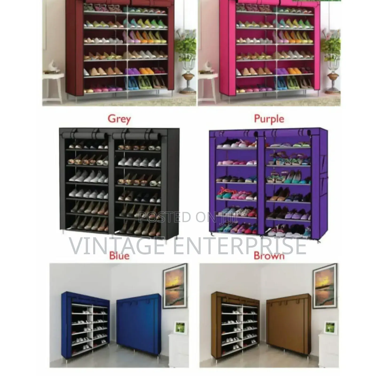 Double Column Shoe Rack With Canvas Cover