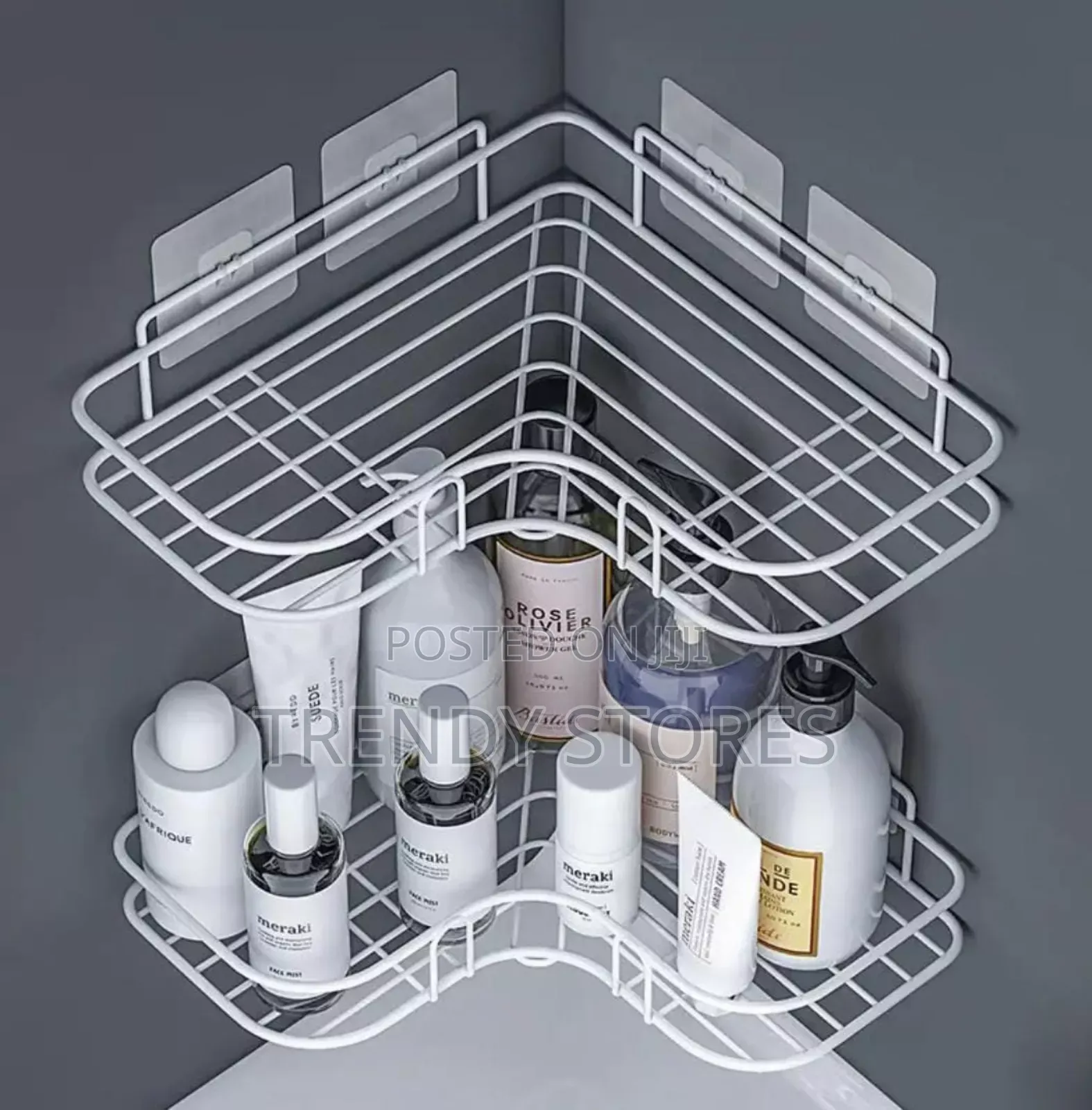 White Metallic Bathroom Corner Shelf