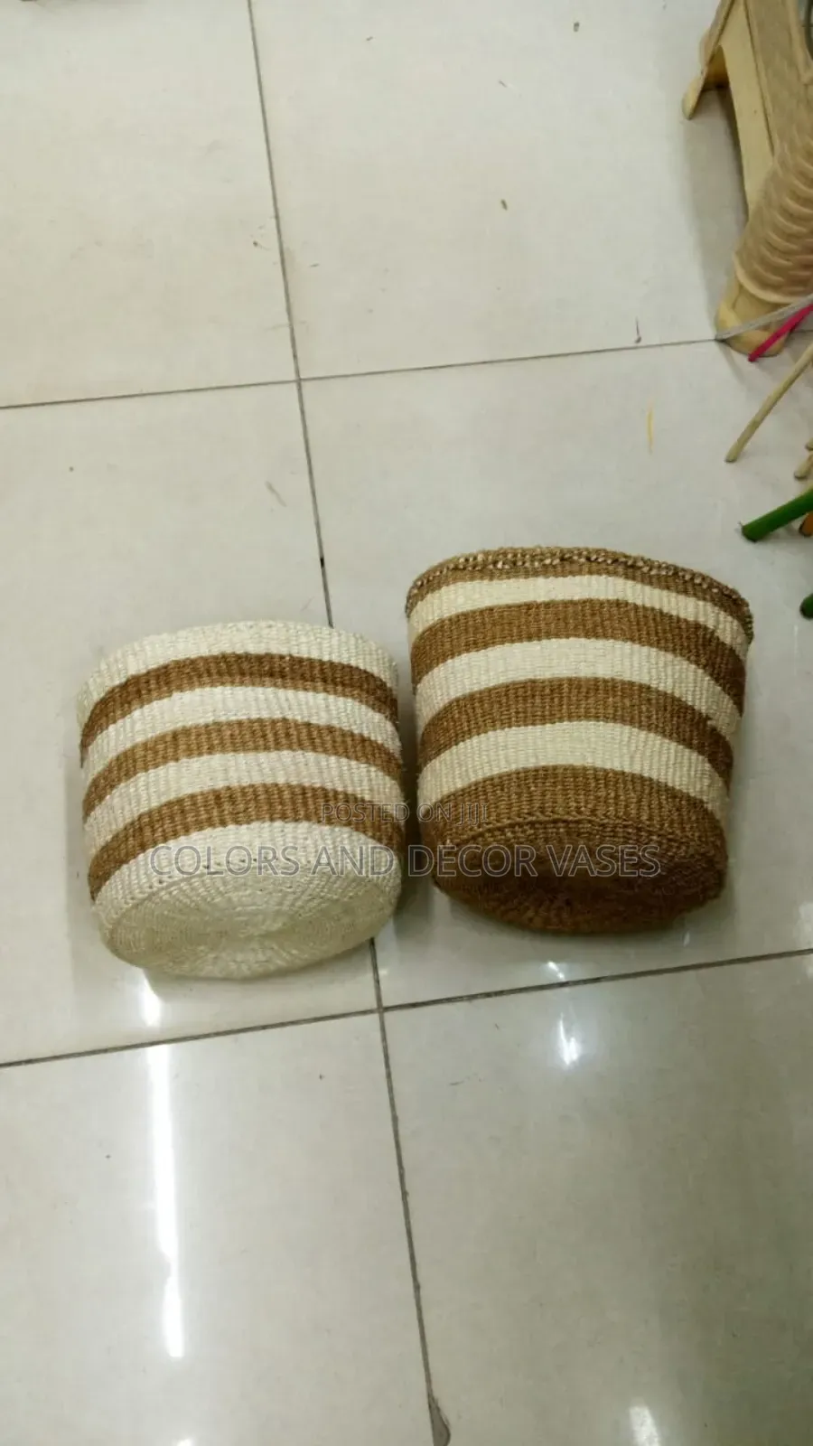 Khaki Brown and White Baskets for Home Decor