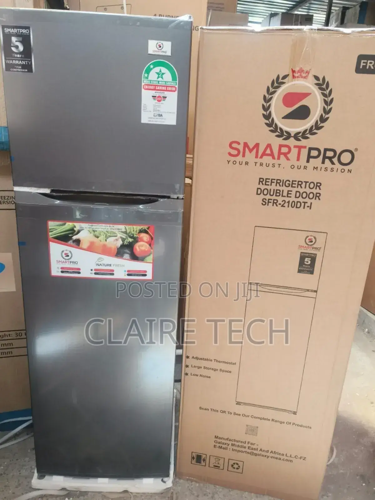 Smart Pro SFR-210-DT-I Double Door Fridge 170L - Silver