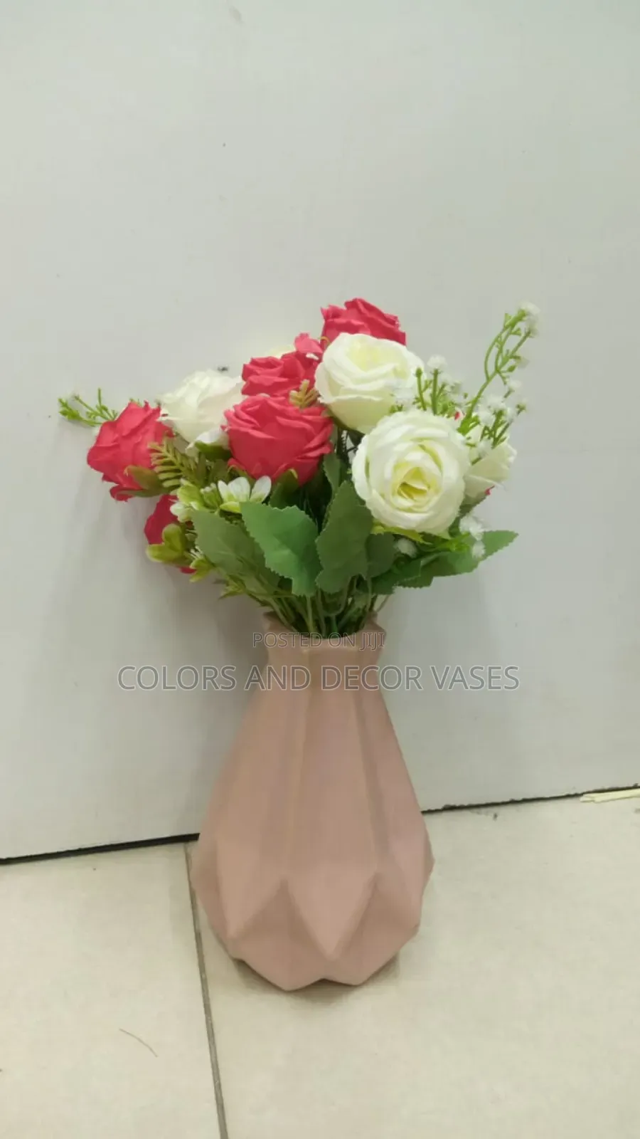 Flower Vase With Red and White Flowers