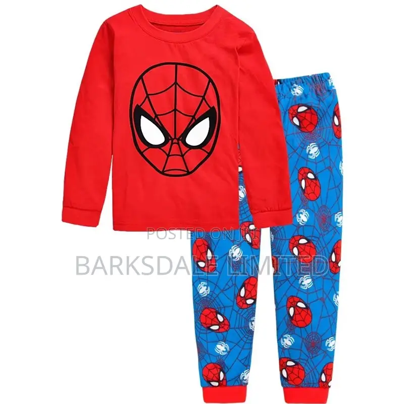 Kids Cartoon Pajamas Cotton 2 PCS Top T Shirt Bottom Trouser