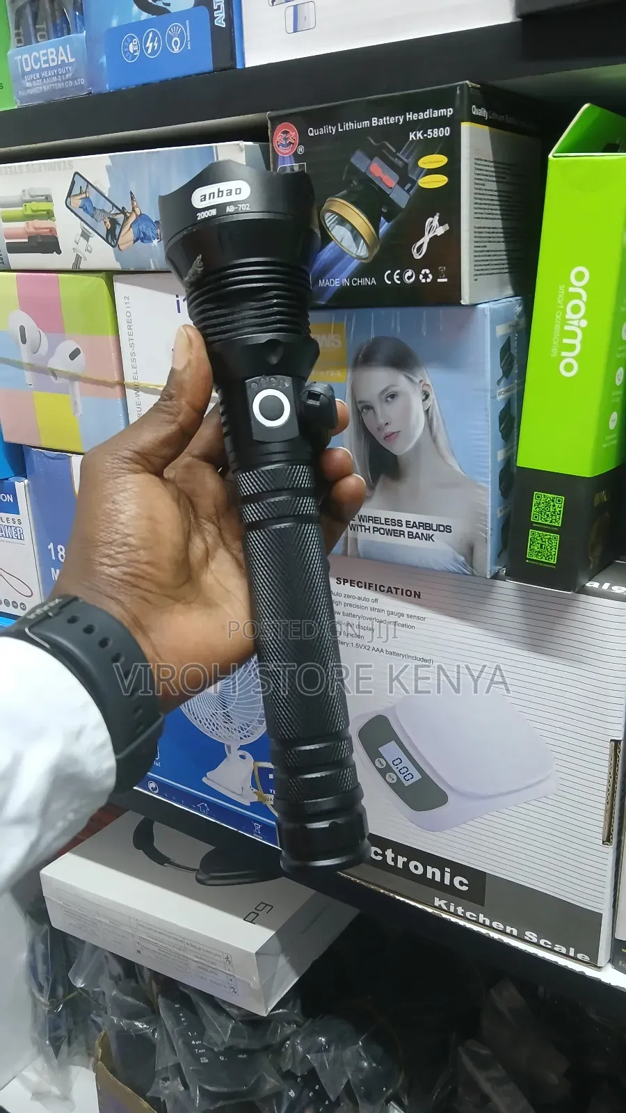 AB-702 Rechargeable Security Torch 2000 Watts With Zoom