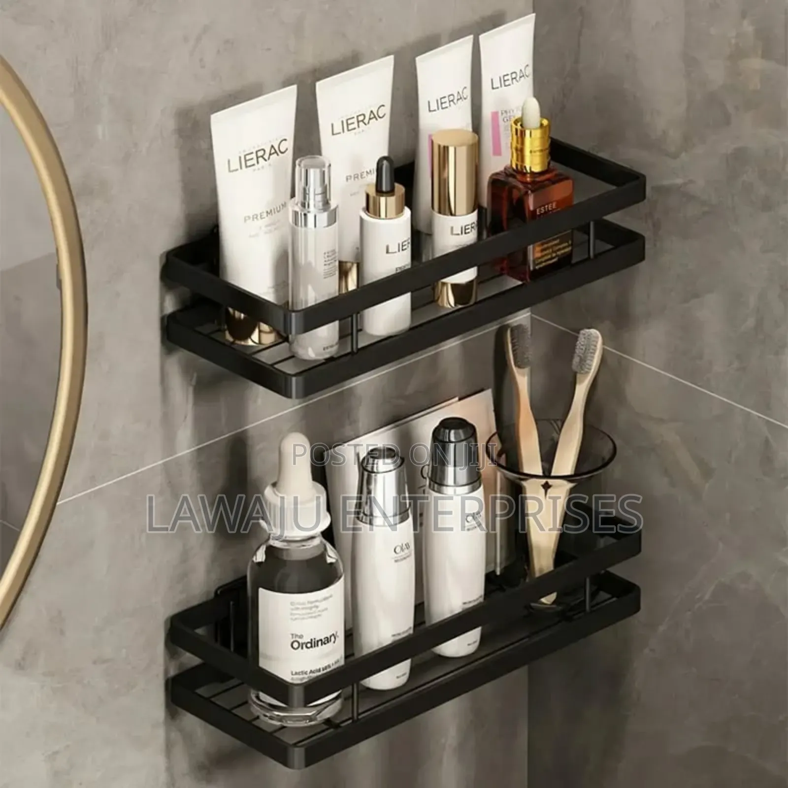 2pc Black Metallic Shower Caddy