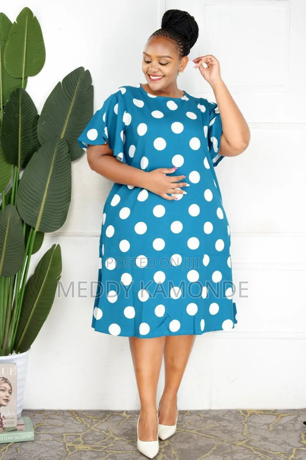 Black Blue Dotted Dress