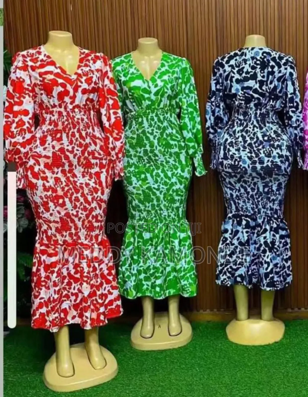 Multicolour Red/Green Long Dress
