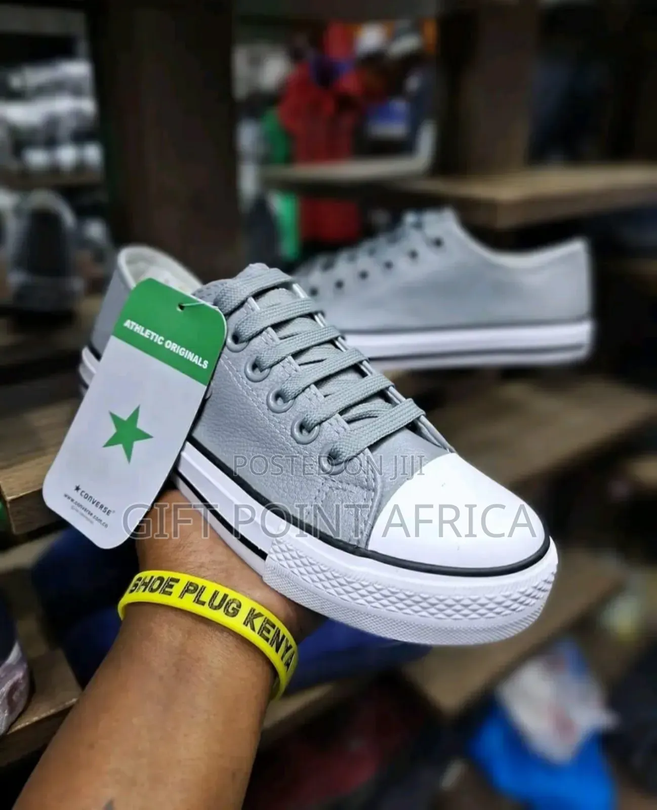 Grey Unisex Soft Leather Converse Rubbers
