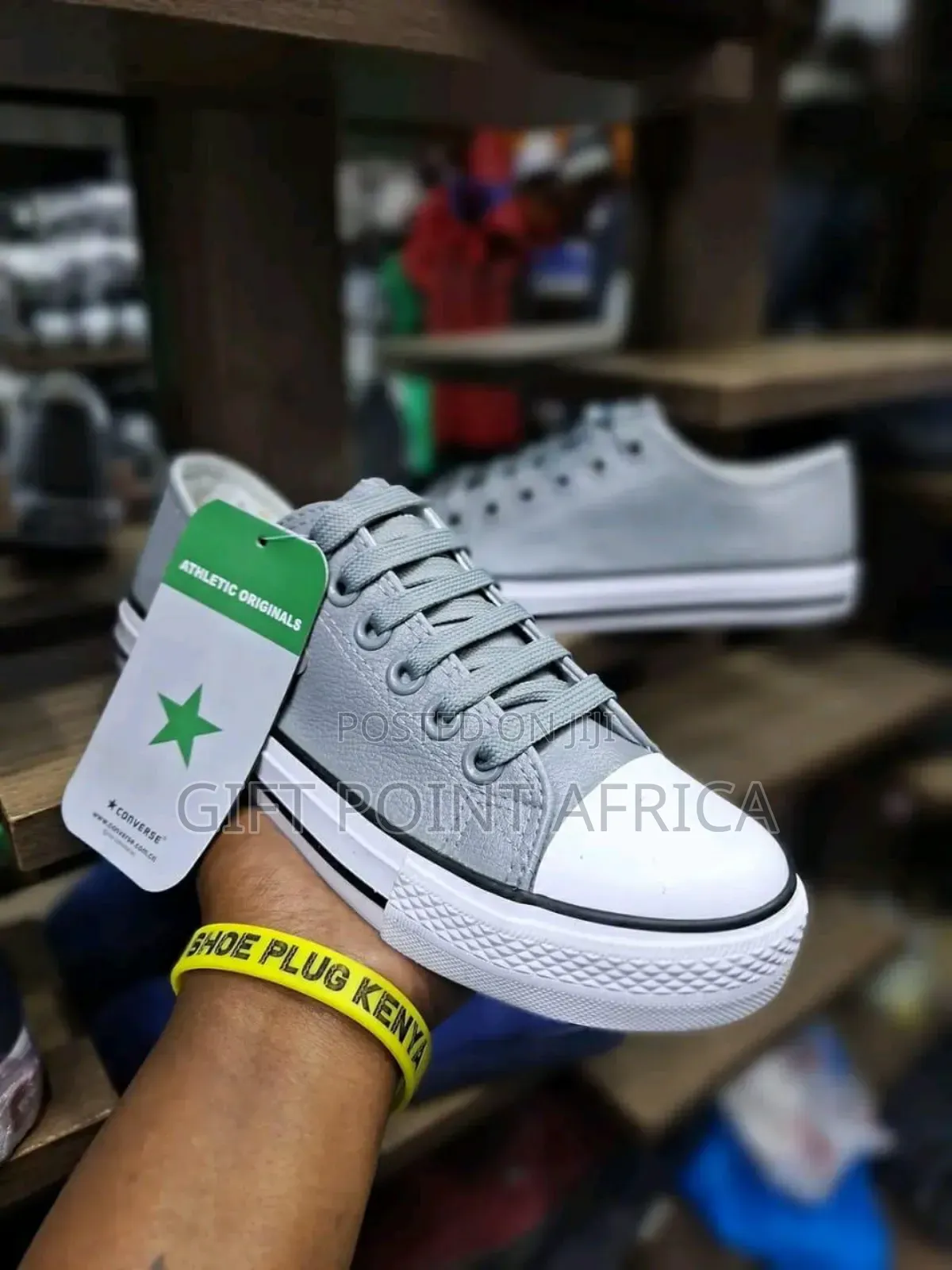 Grey Unisex Soft Leather Converse Rubbers