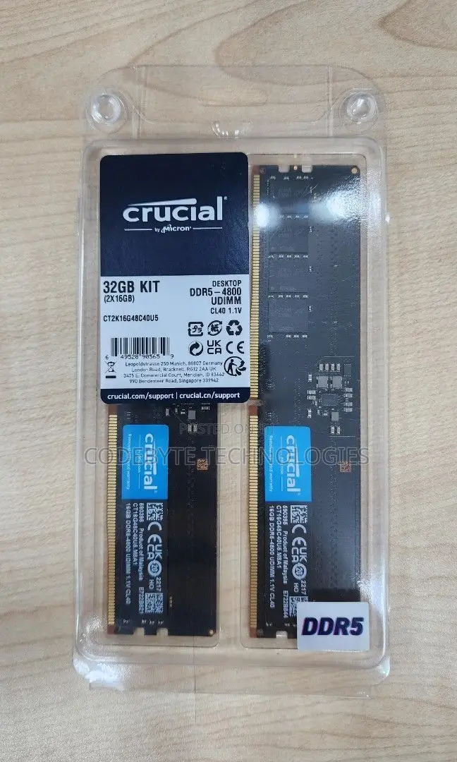 Crucial 32gb 4800mhz Ddr5 Laptop Ram \\ 32gb 4800mhz Ddr5