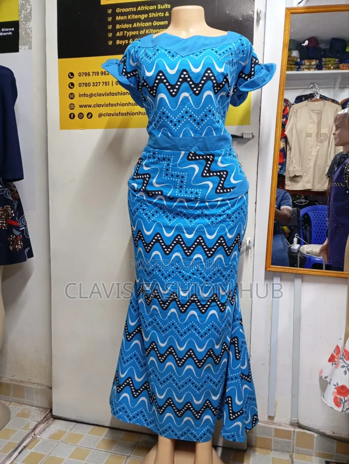 Blue Kitenge Dress for Ladies 2XL (16/18)