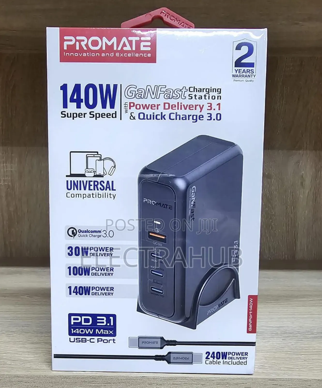 Promate 140W Ganfast PD 3.1 USB-C Port New Sealed in a Shop