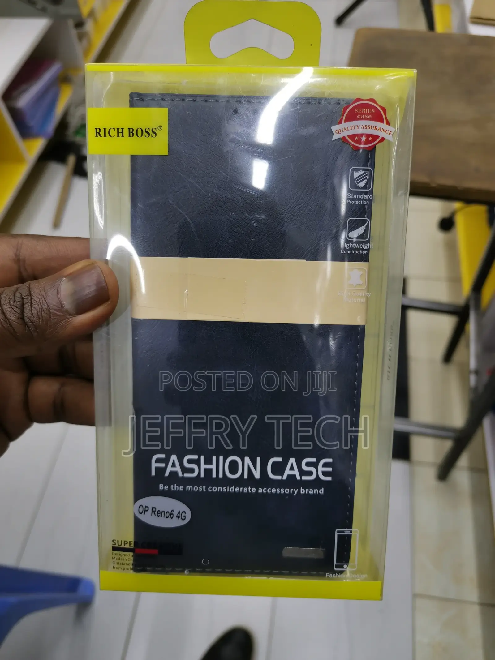 Rich Boss Leather Back Cover for Oppo Reno 6 4G