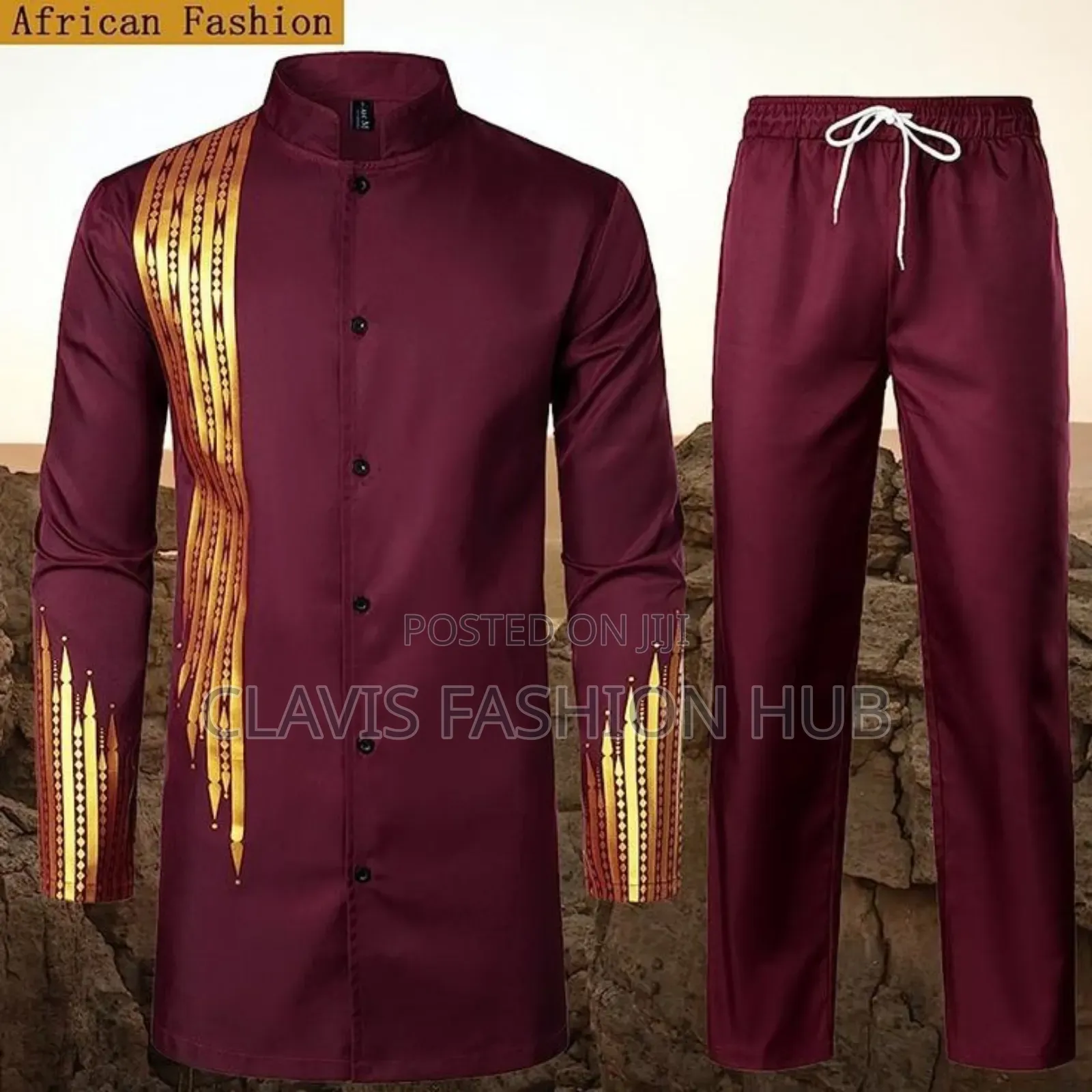 2piece Embroidered Shirt Trouser for Men