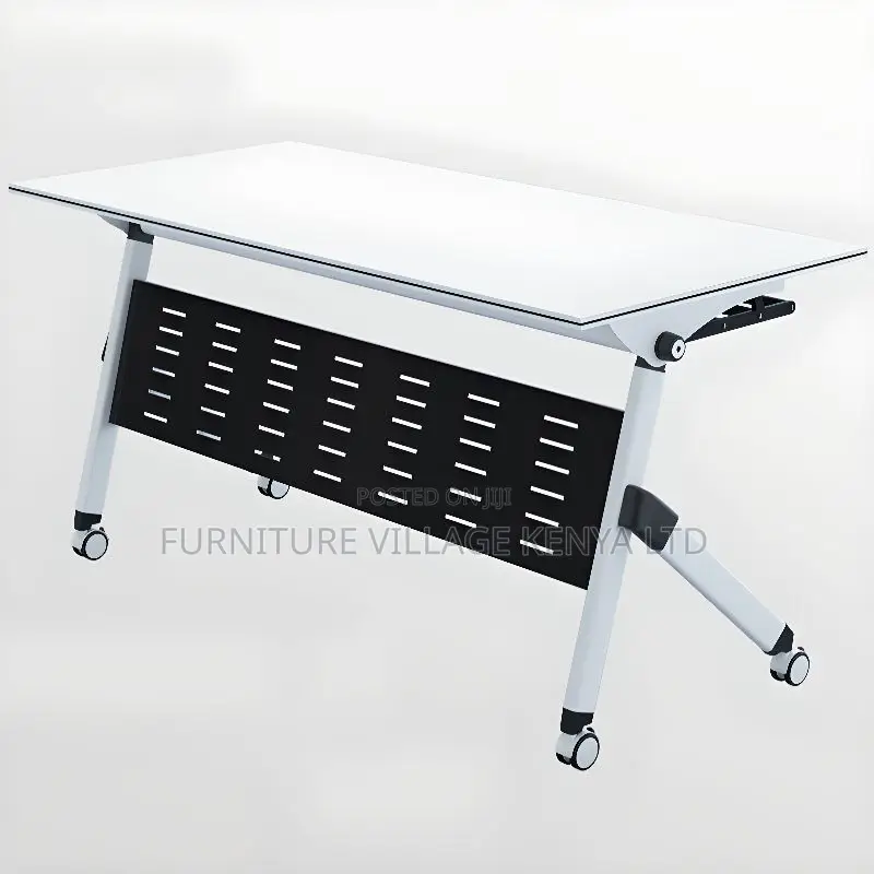 Collapsible Writing Table With Wheel, Keyboard Shelf