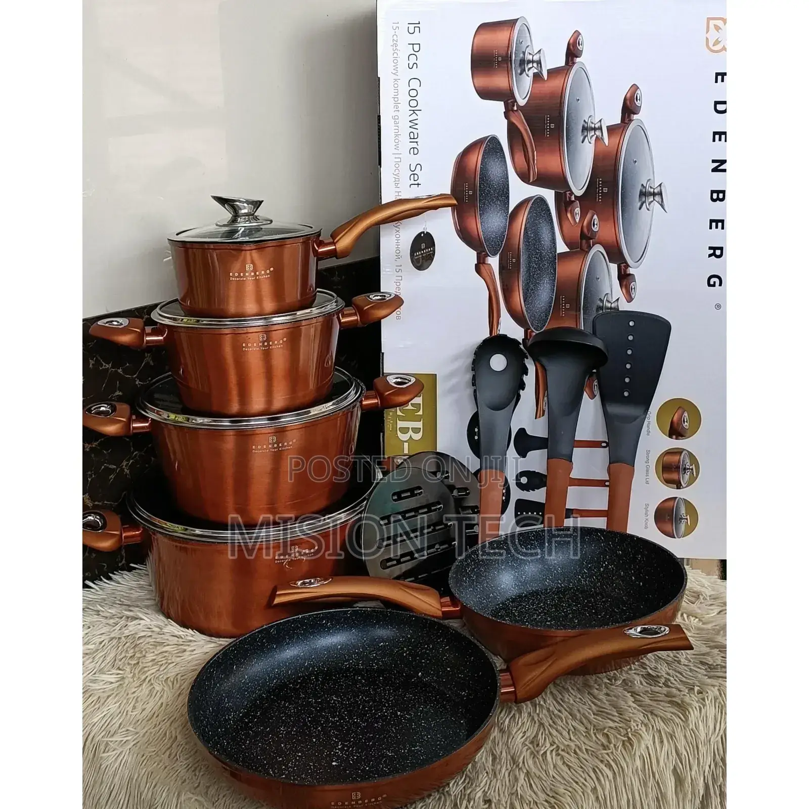 EDENBERG 15 PCS High Quality Luxury Cookware Set Sufuria