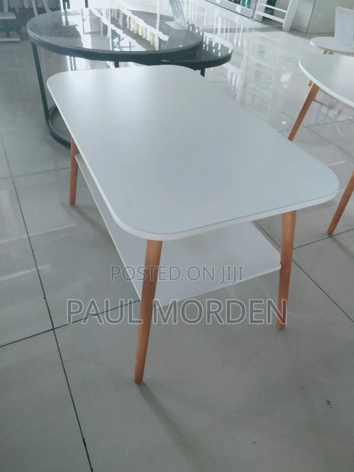 White Double Layer Rectanglar Table