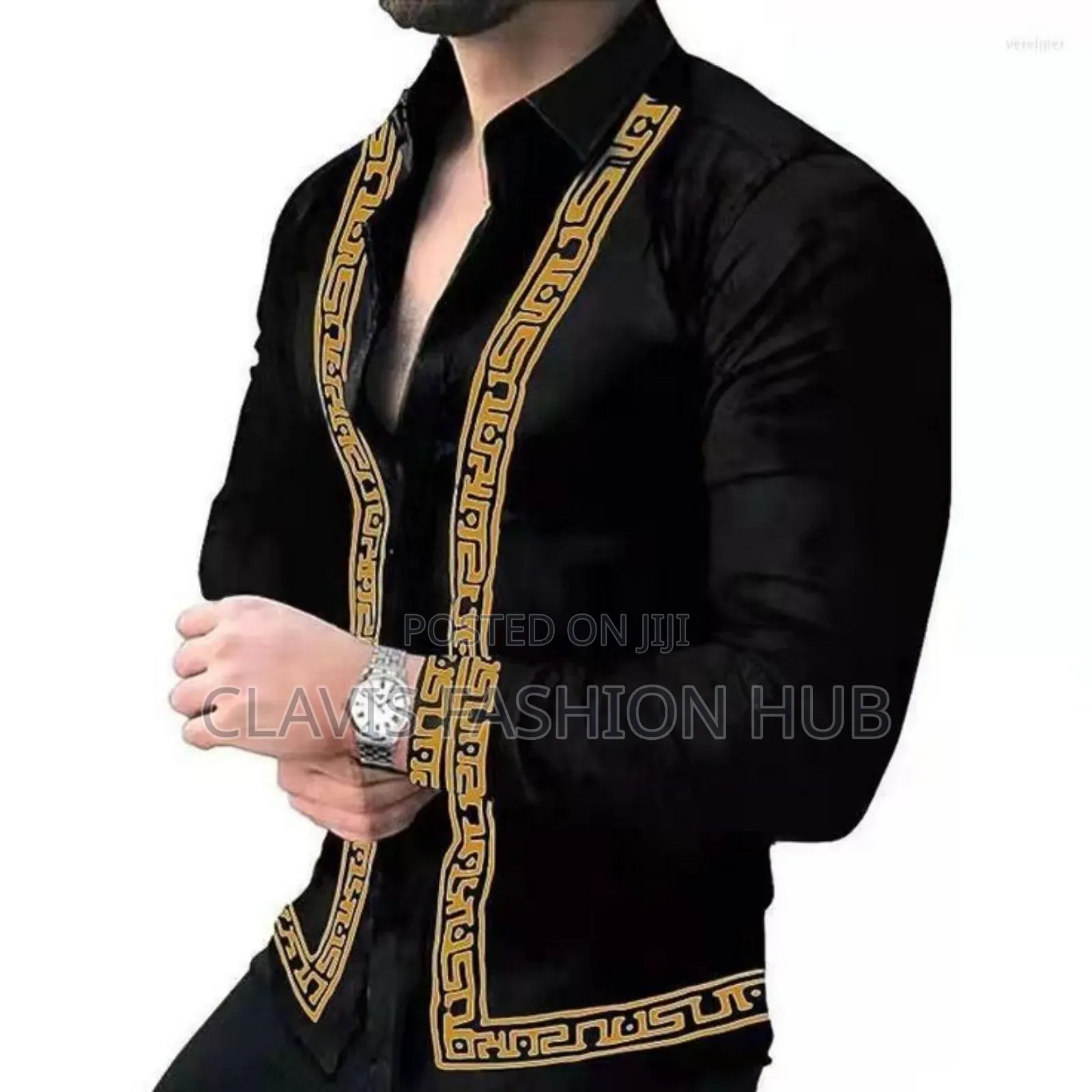 Stylish Long Sleeve Black and Gold Shirts