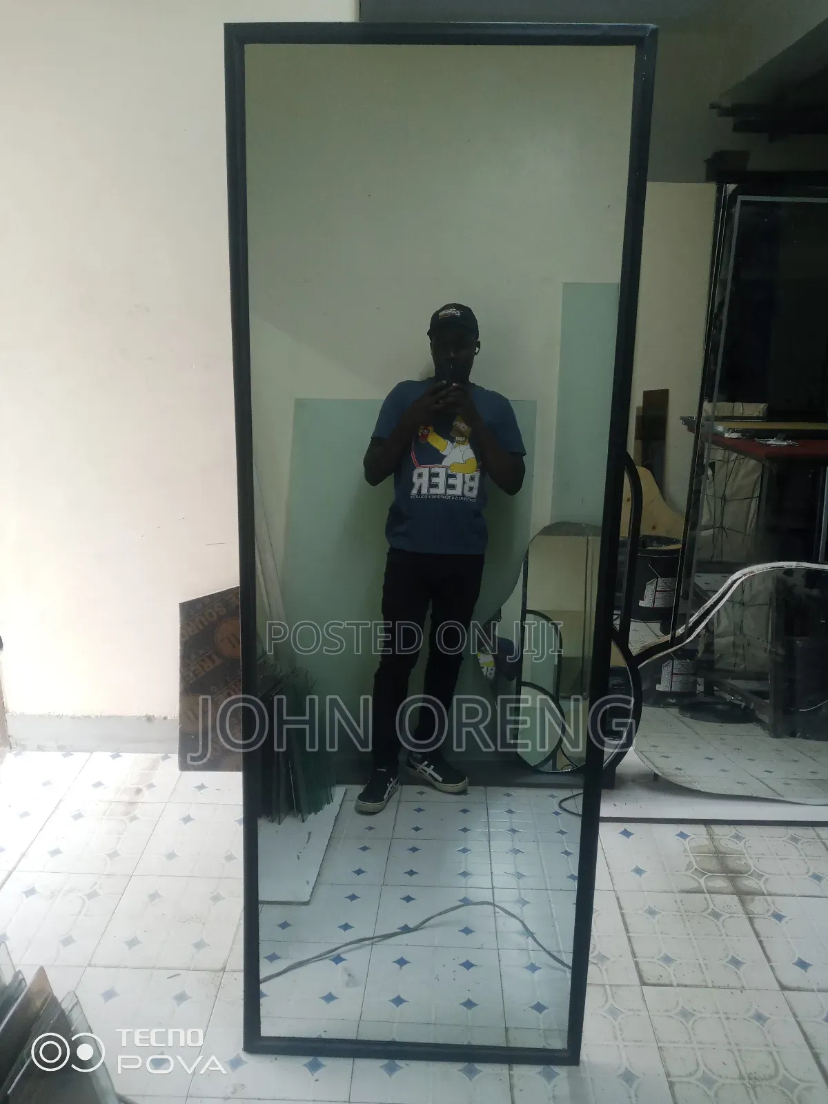 Black Metallic Steal Framed Mirror