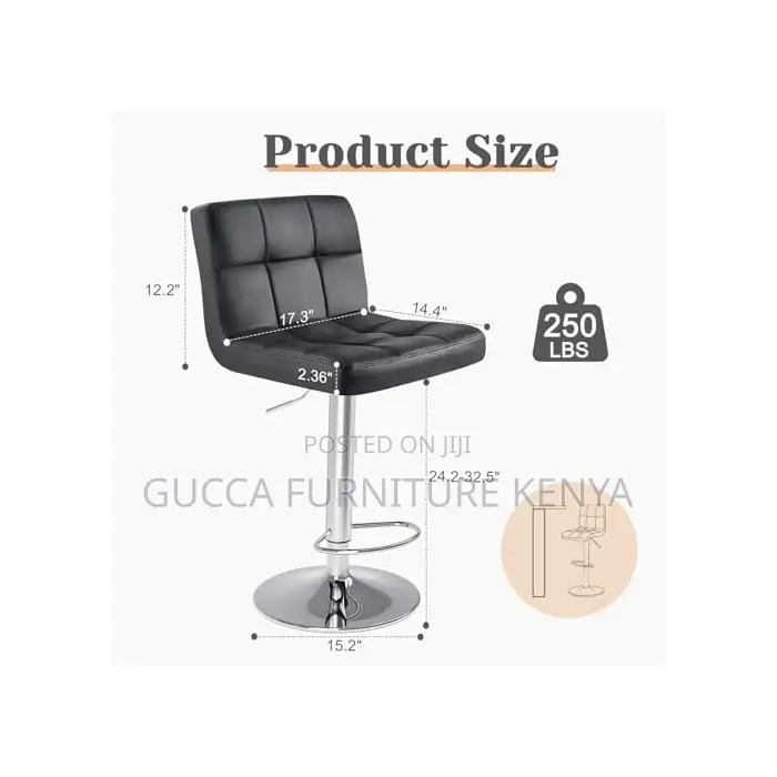 Home Chairs: Contemporary Black Adjustable Swivel Barstool