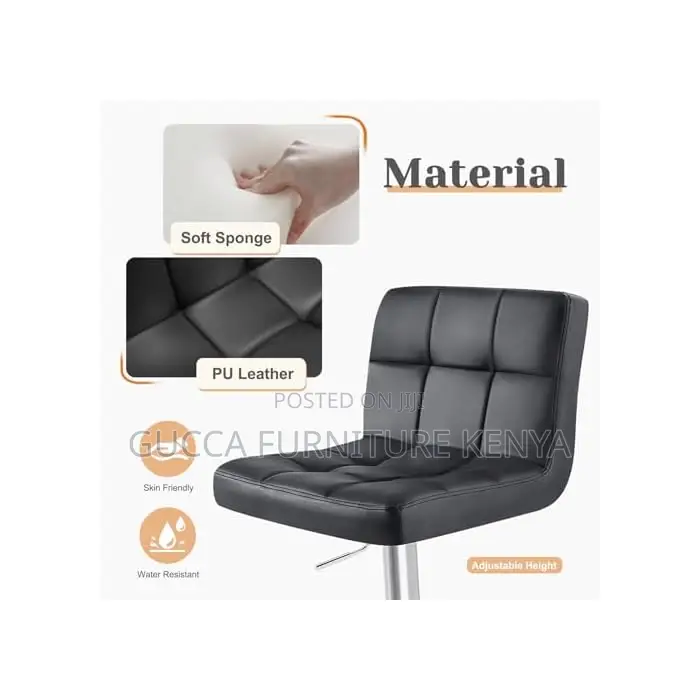Home Chairs: Contemporary Black Adjustable Swivel Barstool