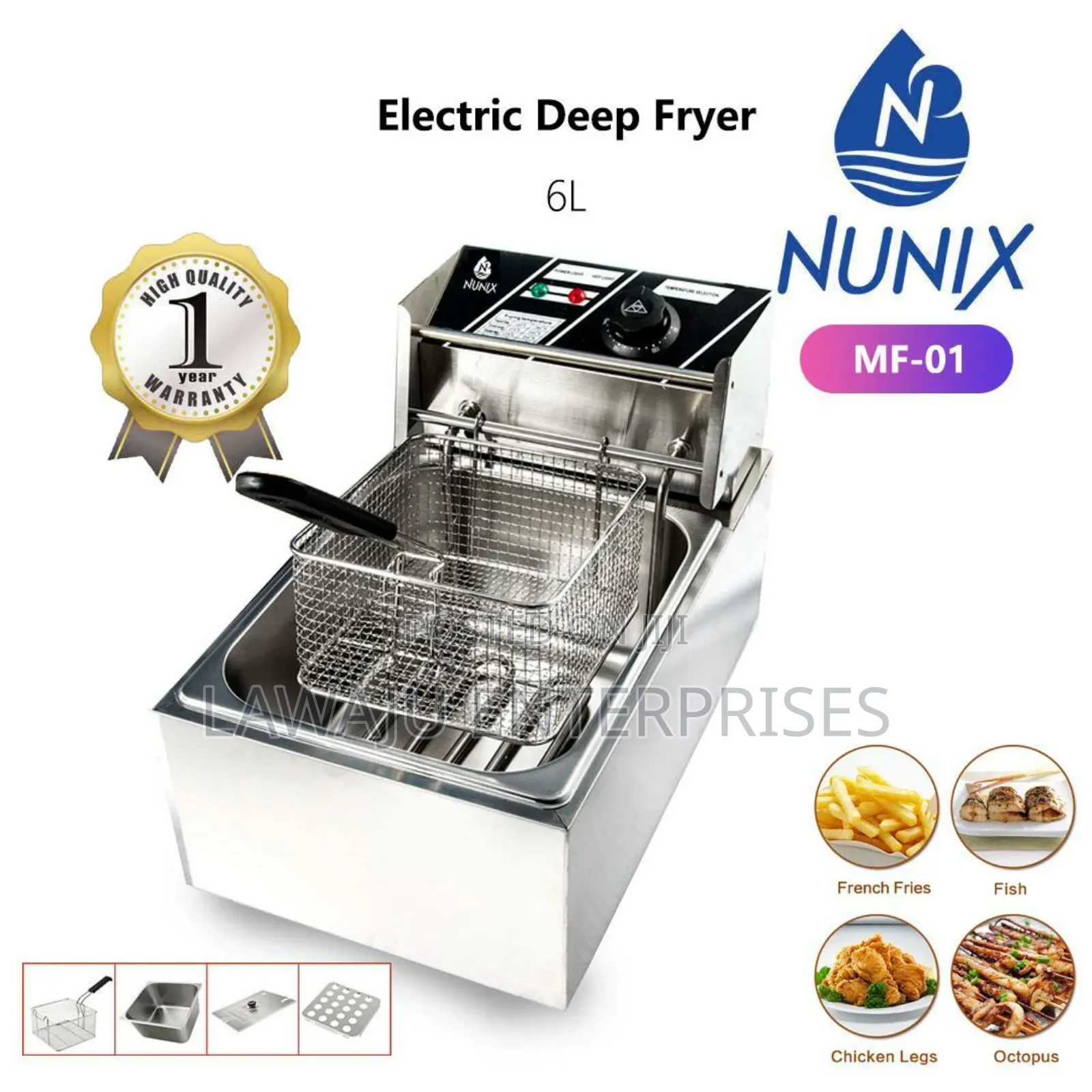 Nunix Single 6L Electric Deep Fryer
