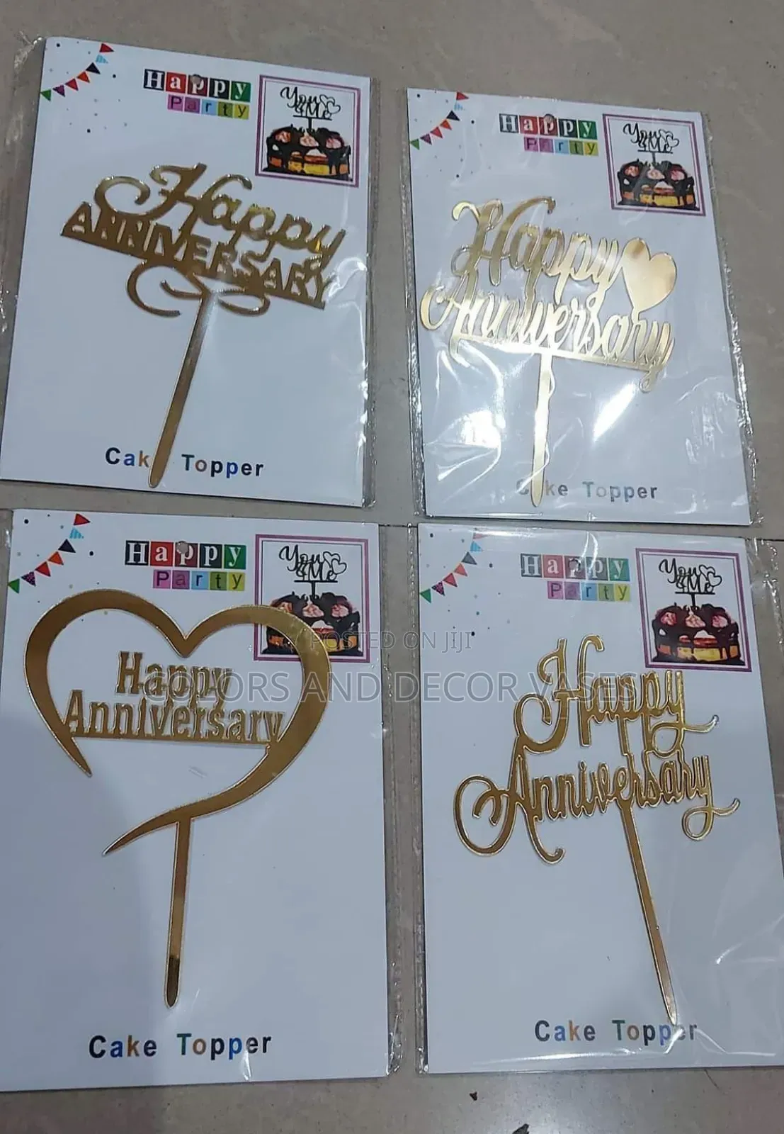 Happy Birthday Cake Toppers in Gold