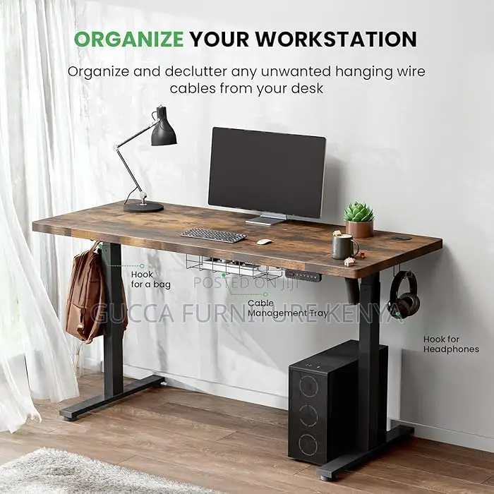 Office Desk: 1.2 Meters Adjustable Sit/Stand Electric Desk