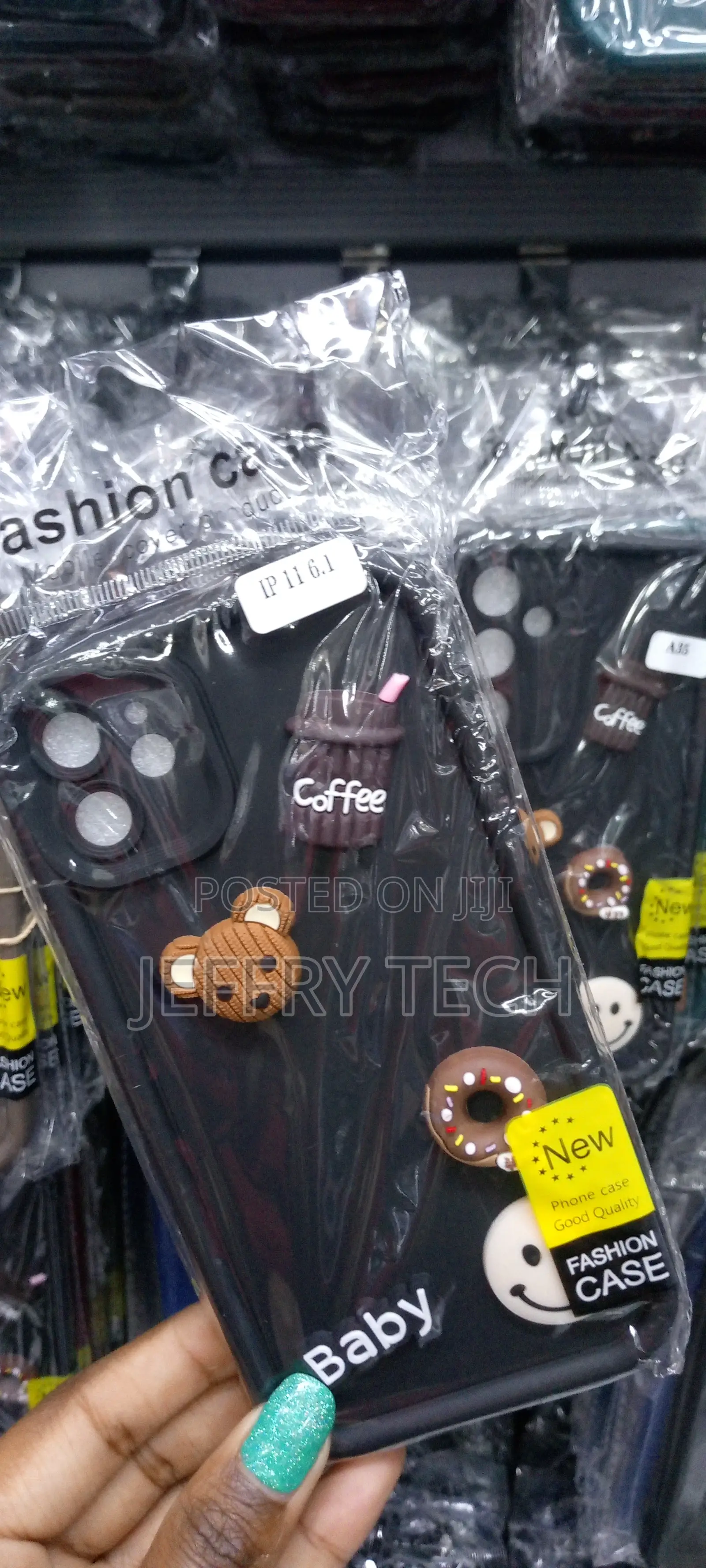 Cute Cartoon 3D Ball Coffee Caseror iPhone 11 6.1 -Black-
