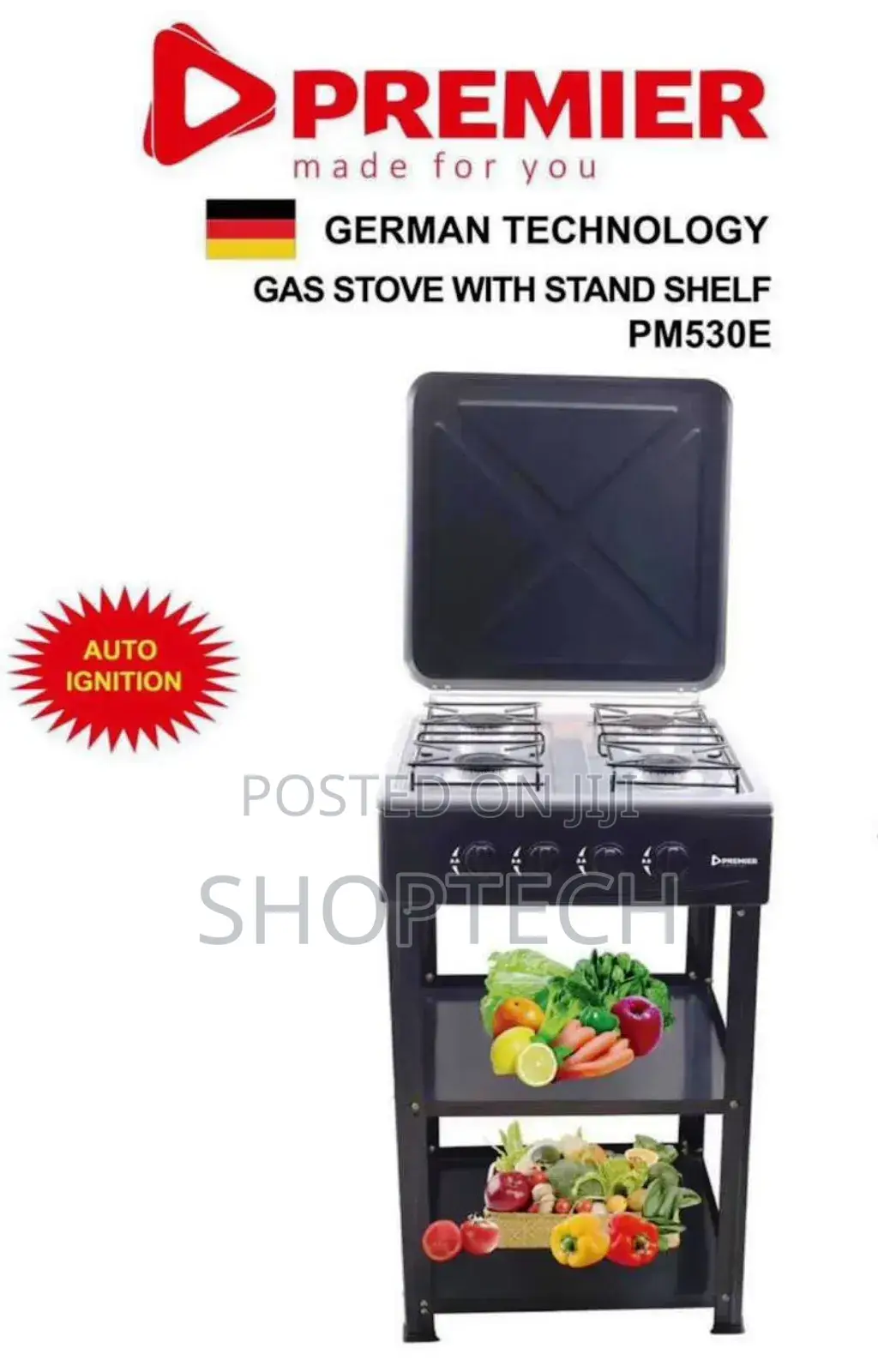 Premier 4 Burner Gas Cooker Floor Standing With Shelves