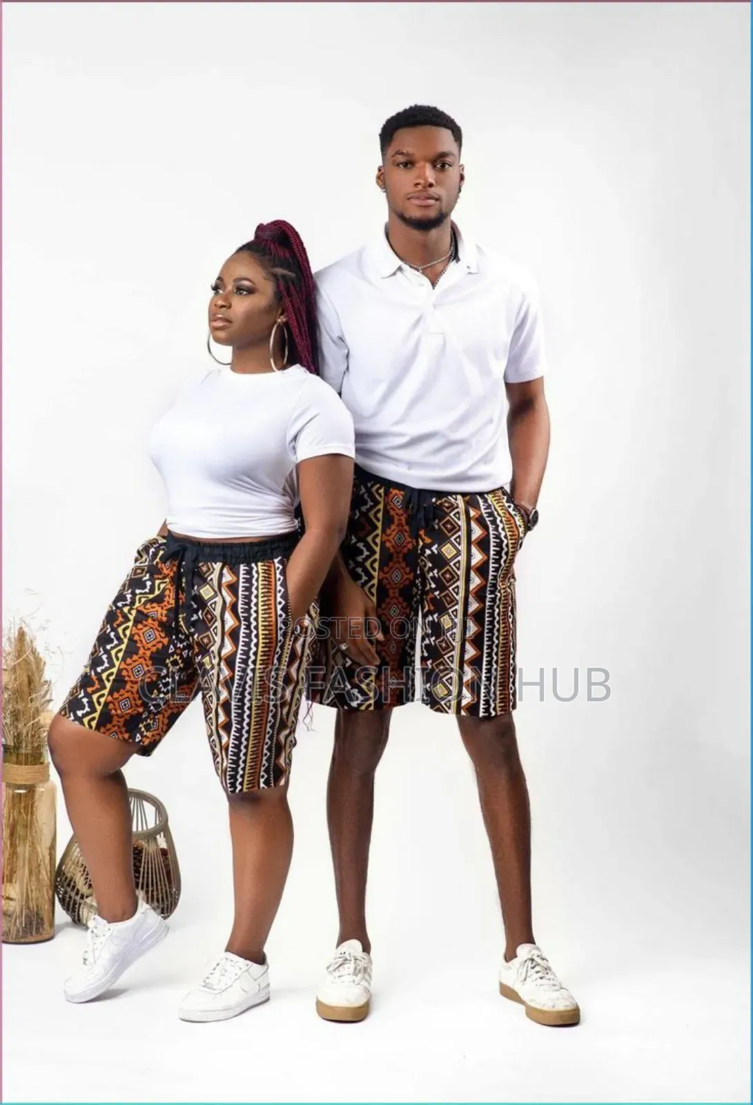 Couple Matching Kitenge Floral Shorts