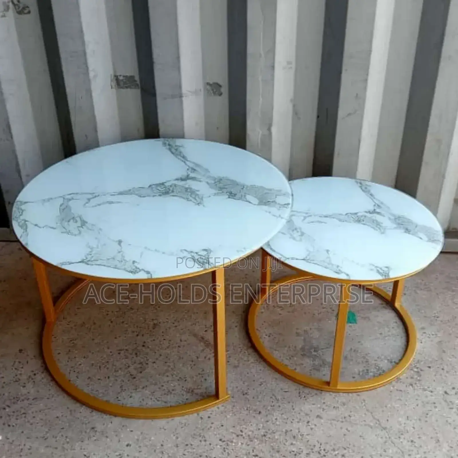 Nesting Coffee Table Glass Effect White Color