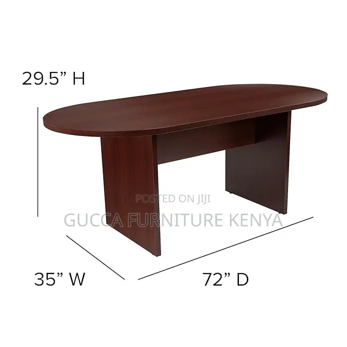 Conference Table: Mahogany Wooden Oval Conference Table