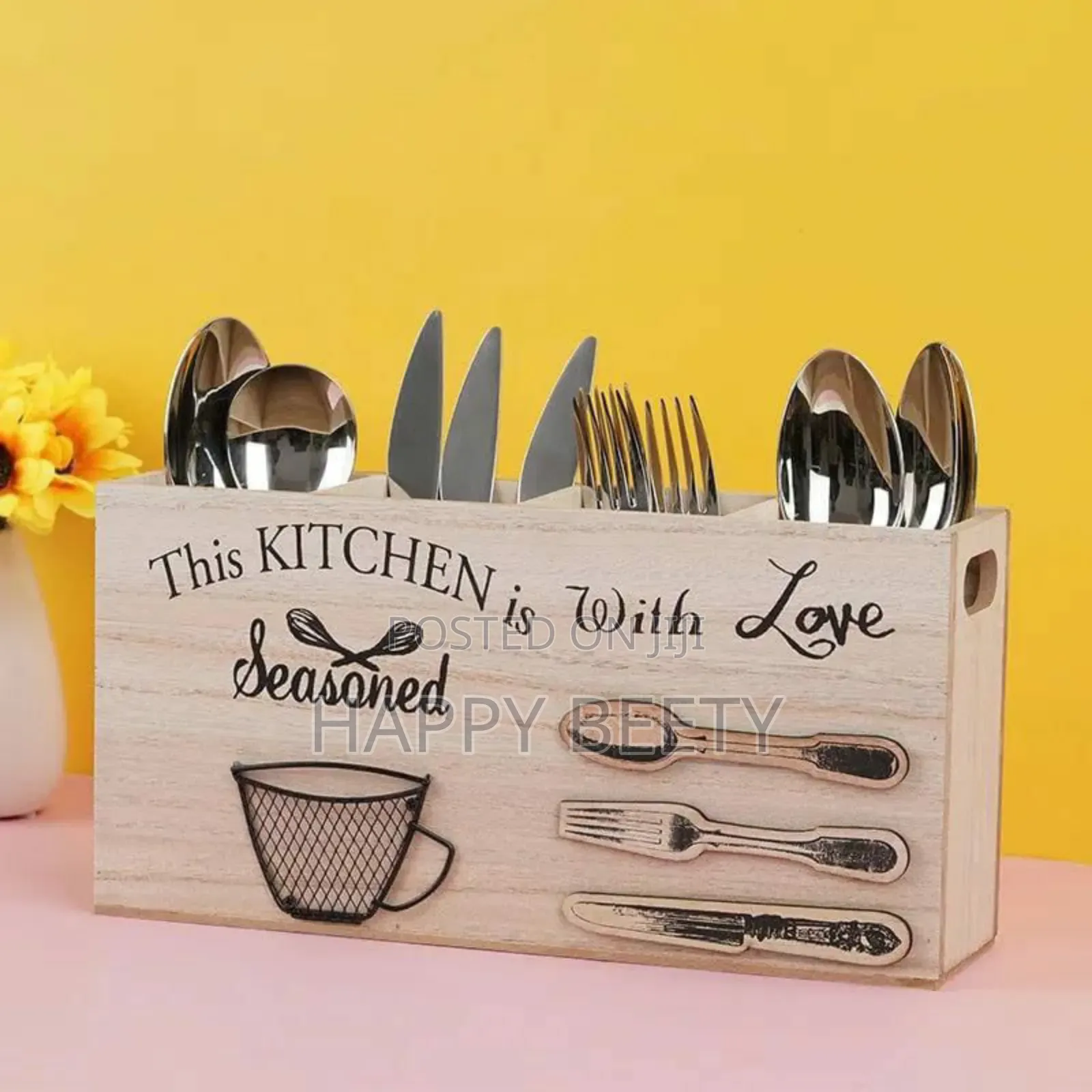 Wooden Kitchen Utensils Holder Cutlery Organizer