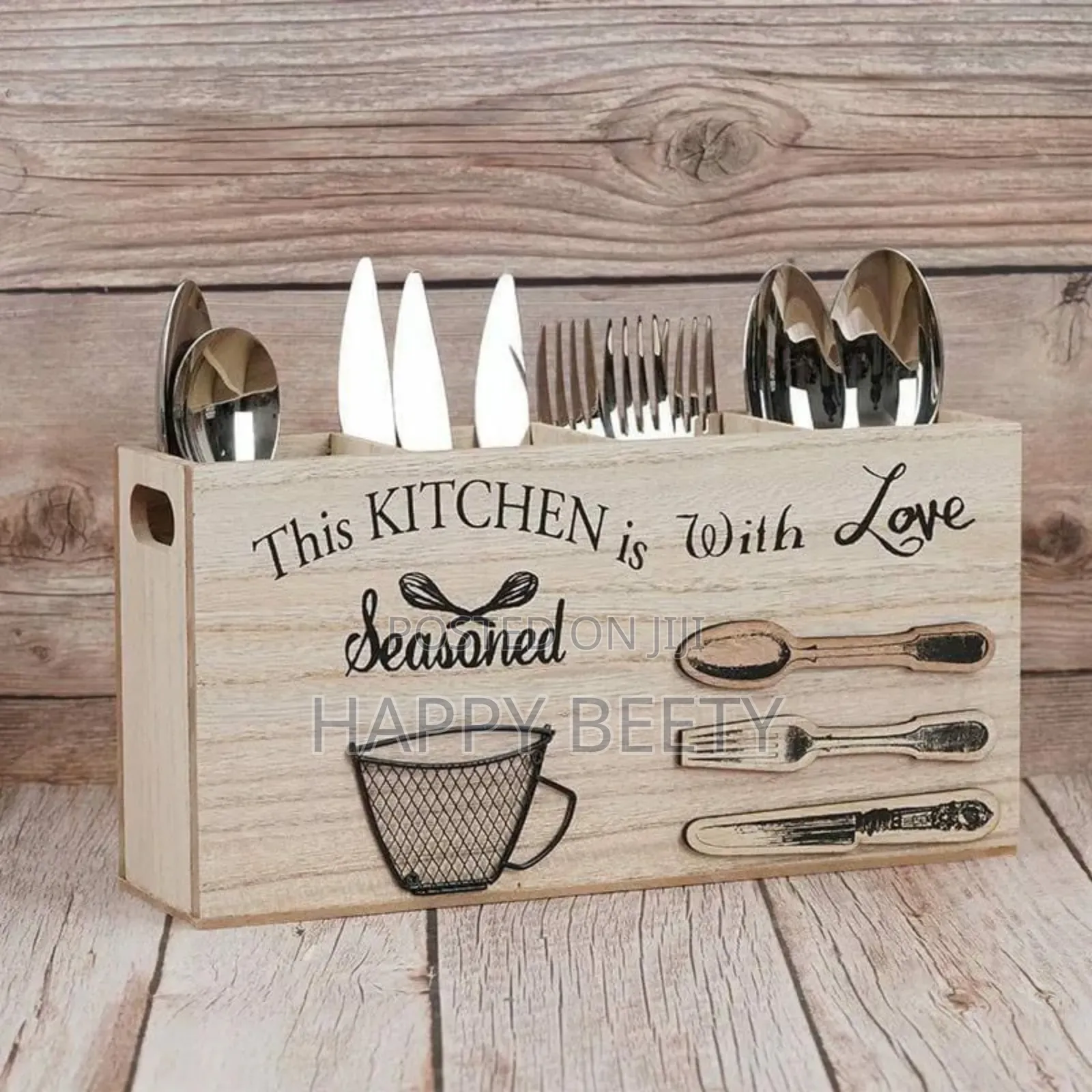 Wooden Kitchen Utensils Holder Cutlery Organizer