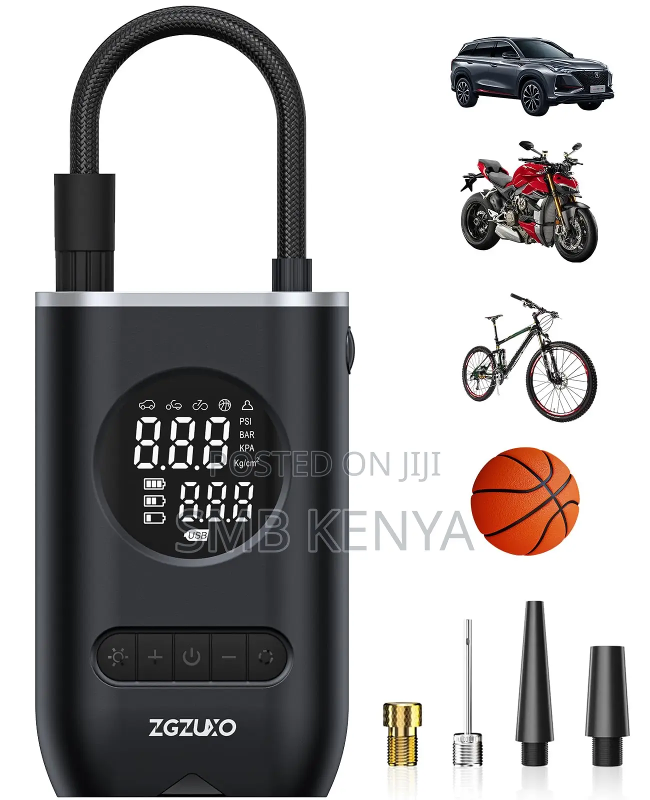 Rechargeable Tyre Inflator, Digital Display, Multifunctional