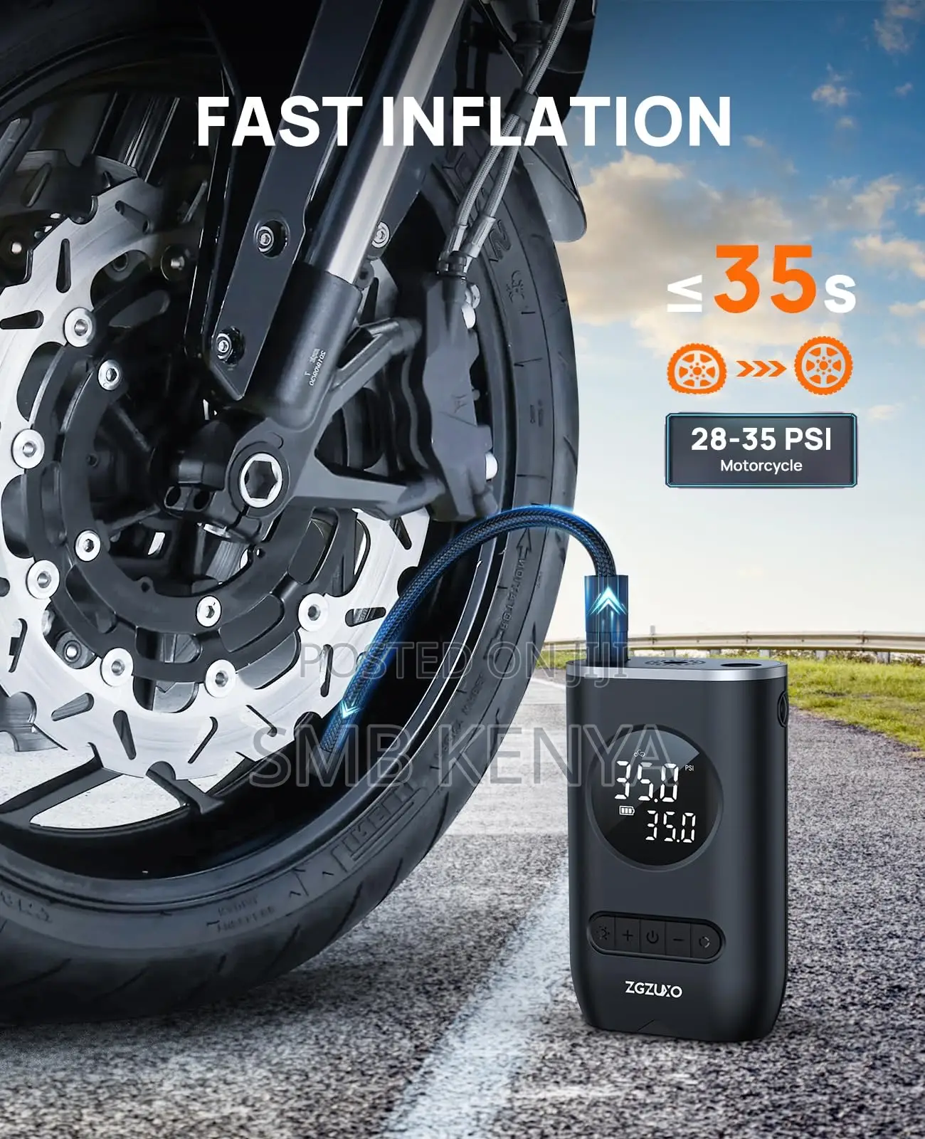Rechargeable Tyre Inflator, Digital Display, Multifunctional