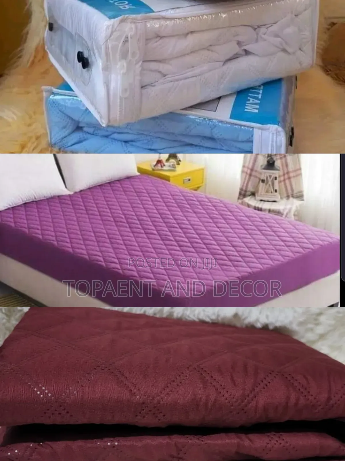 Purple and Blue Colour Quilted Waterproof Mattress Cover