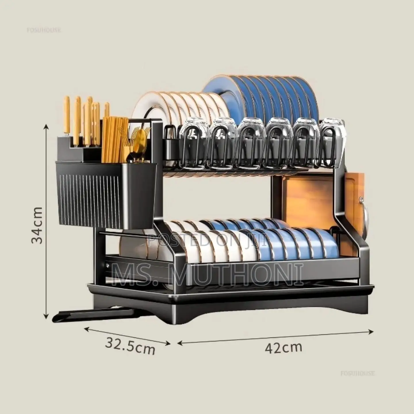 Quality Sturdy 2-tier Kitchen Dish Rack With Drain Tray
