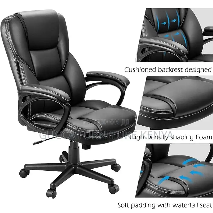 Office Chair: Black Contemporary Executive Leather Chair