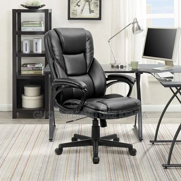 Office Chair: Black Contemporary Executive Leather Chair