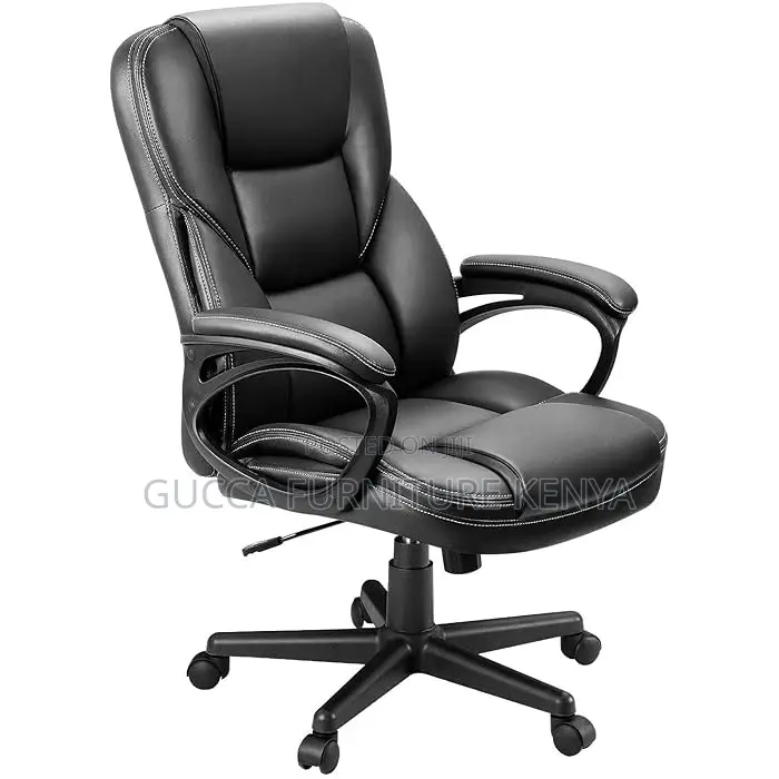 Office Chair: Black Contemporary Executive Leather Chair