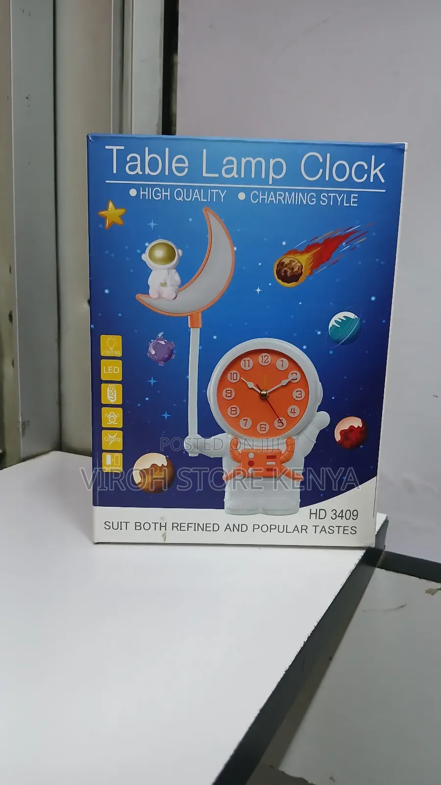 Table Lamp Clock Charming Style Rechargeable Clock