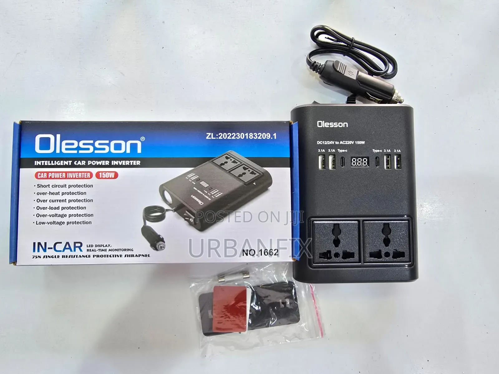 150W Inverter With 2 3pin Sockets, 4 USB Charging Ports