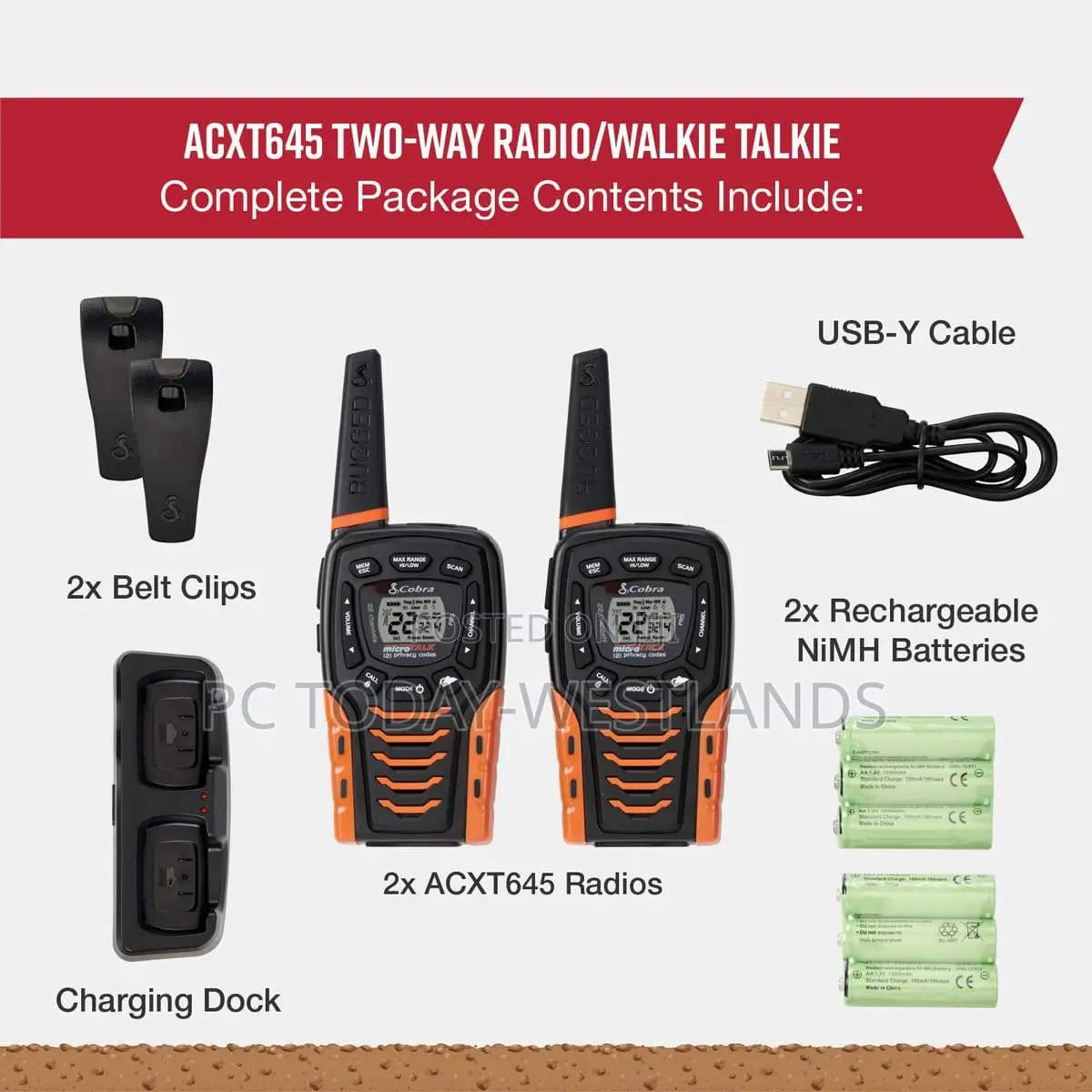 Cobra ACXT645 Waterproof Walkie Talkies Long Range 35-mile