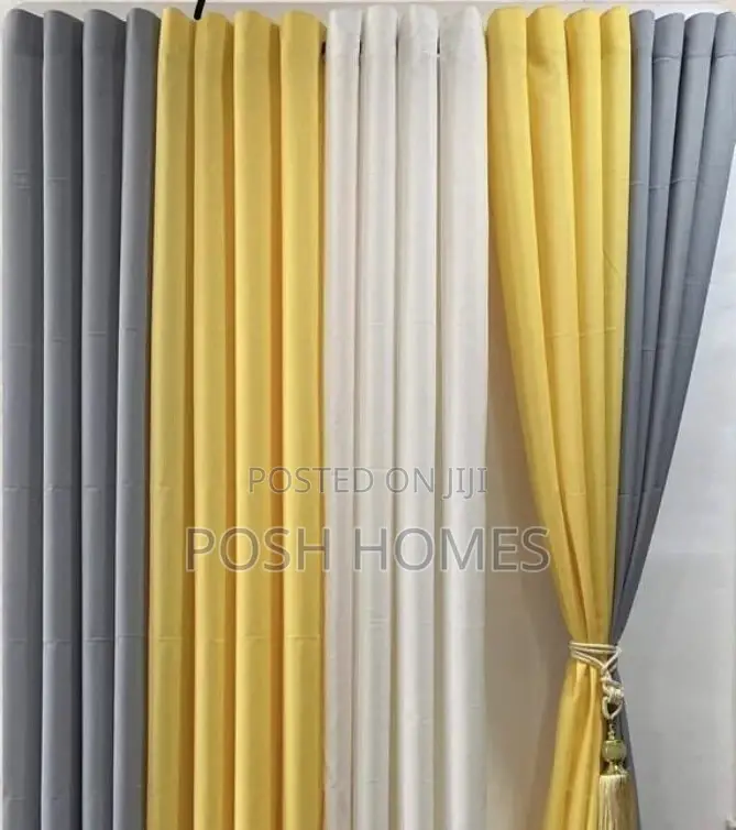 Grey/Mustard Linen Curtains