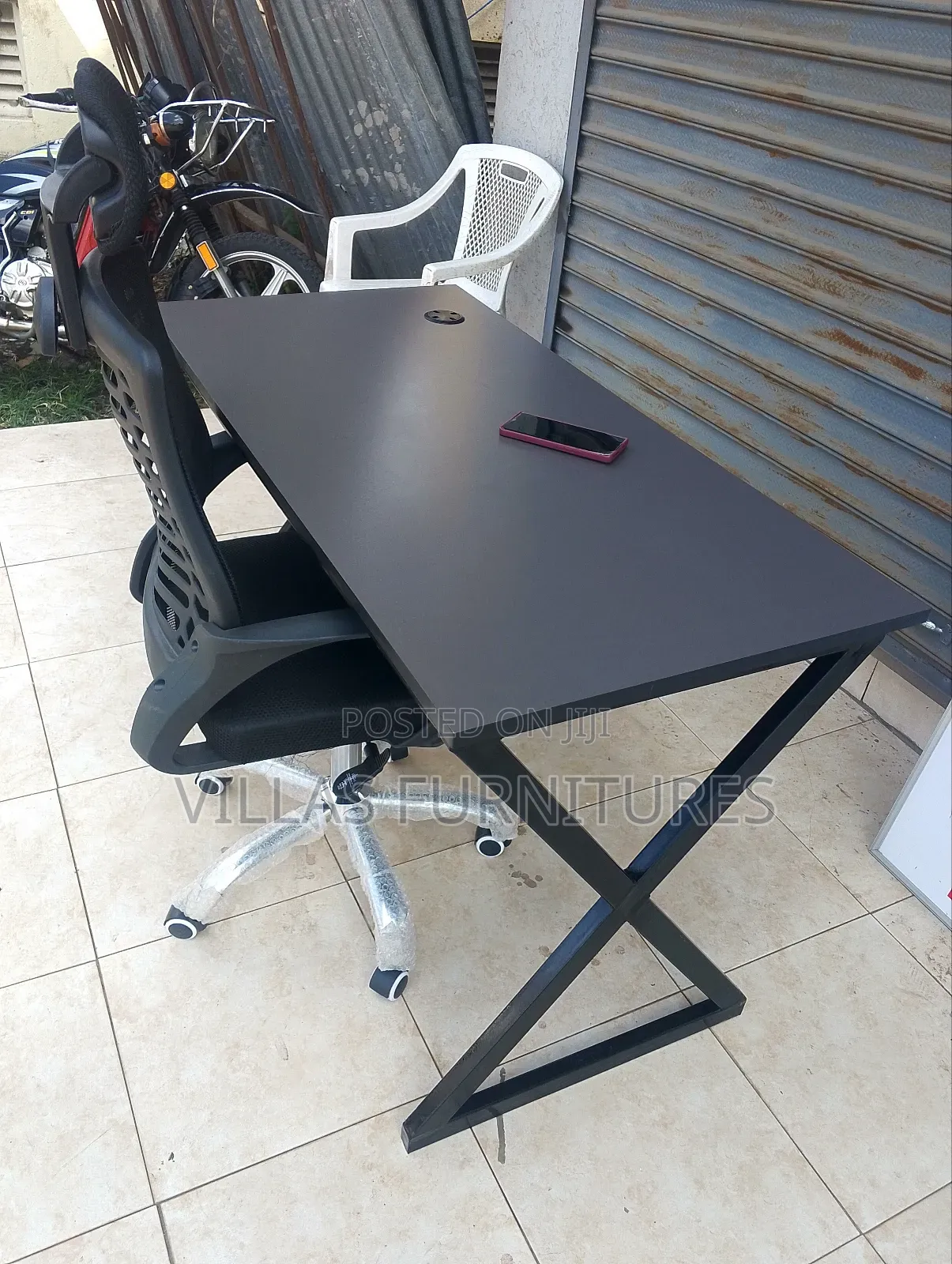 Fabalaxe Office Chair and Grey 1.2m Studying Table