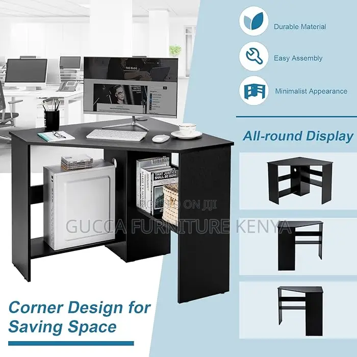 Clerical Desking: Black Home Office PC/Laptop Corner Desk