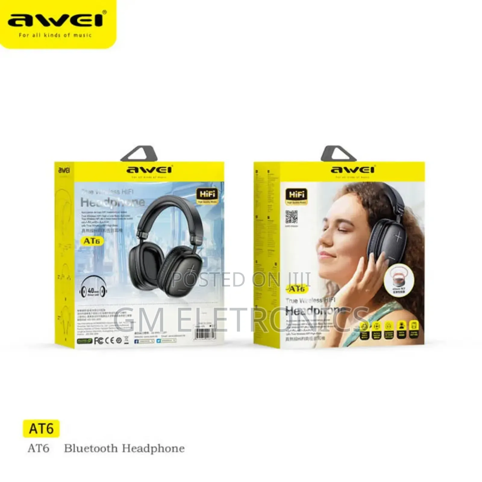 Awei AT6 Wireless Headphones Bluetooth 5.3 Earphones .